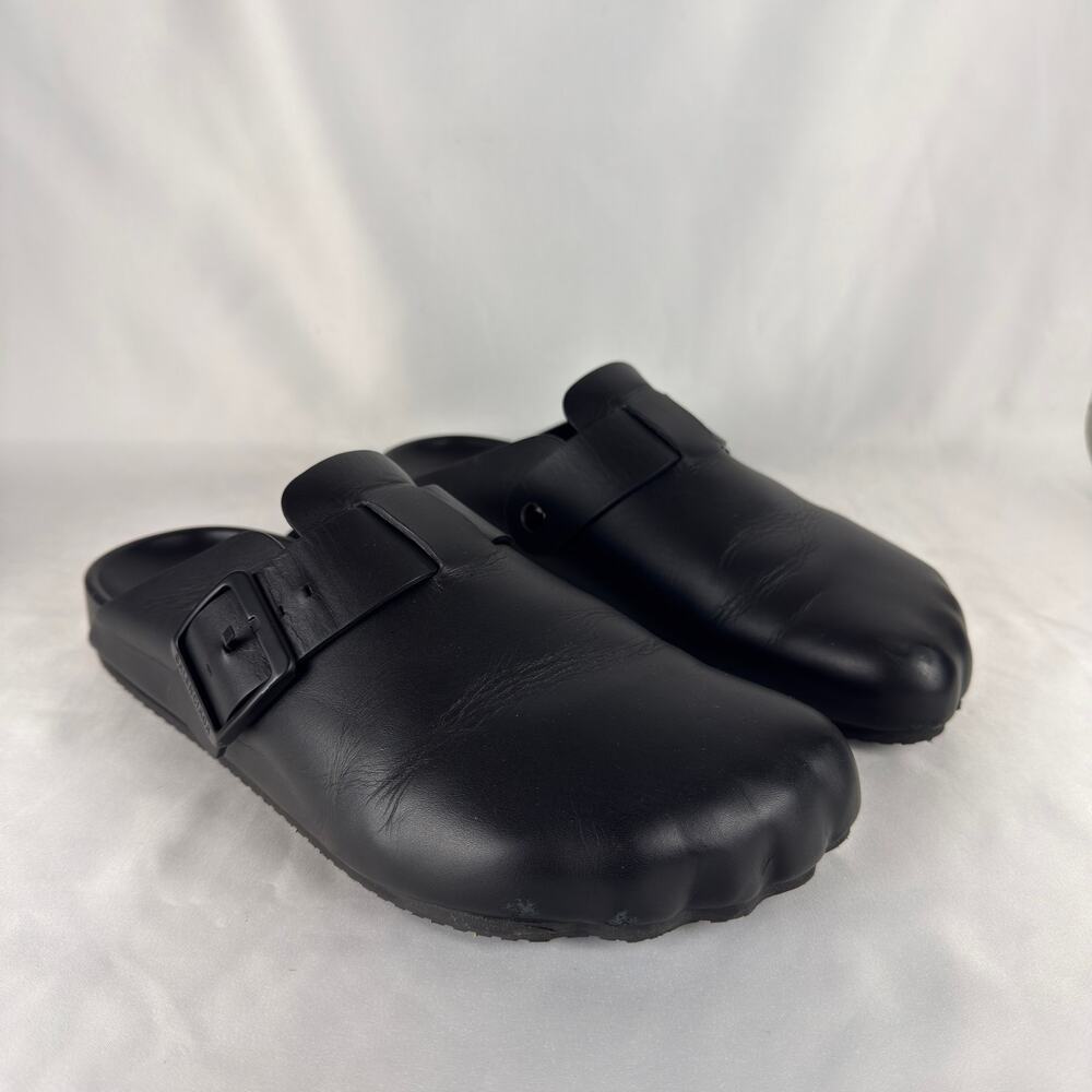 Balenciaga Sunday Mule Black Leather Buckle Clog Slide Size 44 EU